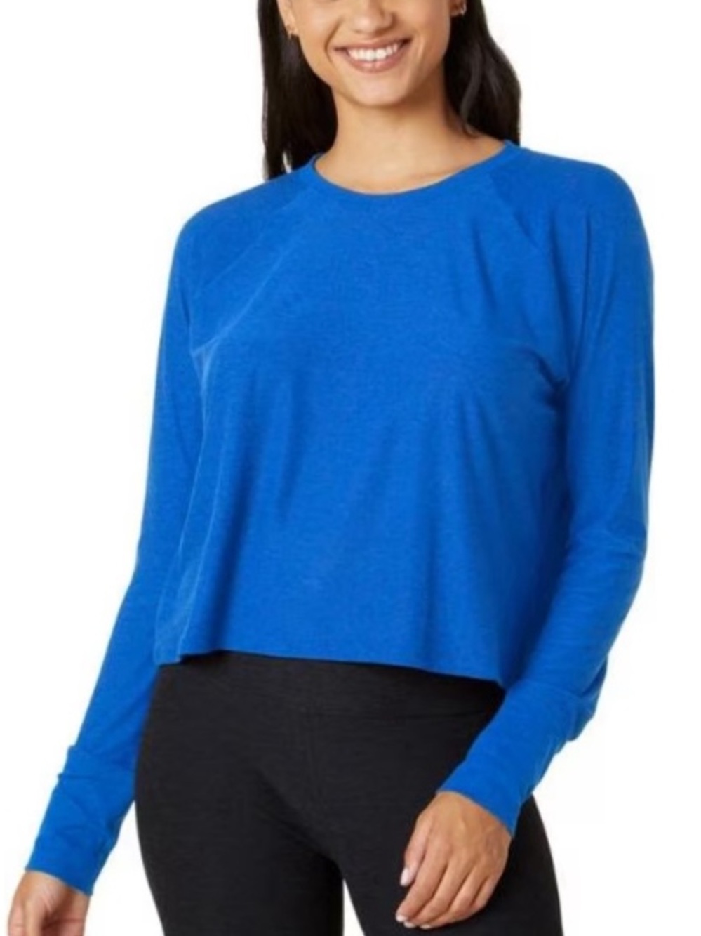 Beyond Yoga Blue Long-Sleeve Cropped Crewneck Top - Women